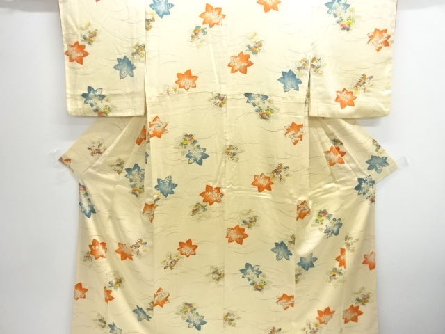 JAPANESE KIMONO / KOMON / MAPLE & FLOWER